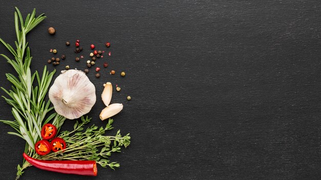 Foto cozinhar ingredientes com espaço para texto