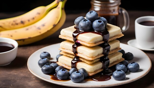 Cozinhar waffles frescos em waffle maker Isolado em fundo branco