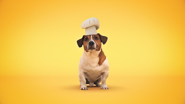 Cozinheiro chef de cachorro. renderização em 3d