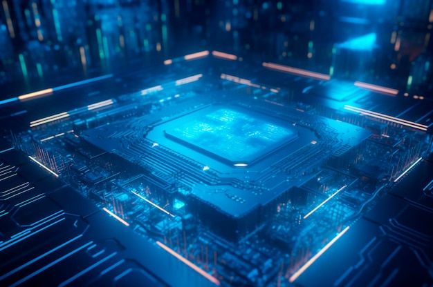 CPU avanzada unidad central de procesamiento concepto seguridad de red Placa base chip Tecnología ciencia antecedentes IA generada Enfoque selectivo