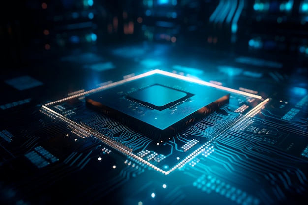 CPU avanzada unidad central de procesamiento concepto seguridad de red Placa base chip Tecnología ciencia antecedentes IA generada Enfoque selectivo