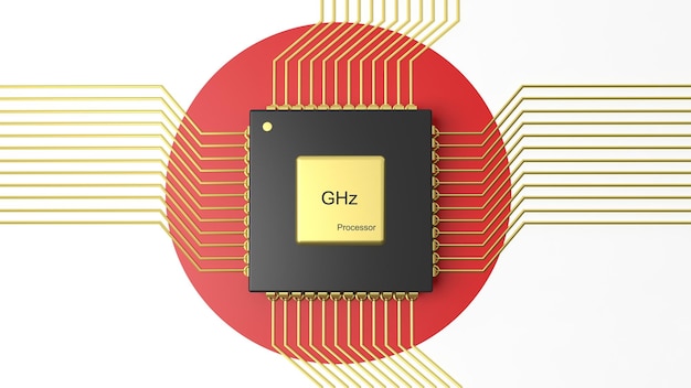 CPU de computadora con fondo de bandera de Japón