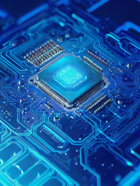 CPU-Mikrochip-Konzept für KI und Datennetzwerk Nahaufnahme