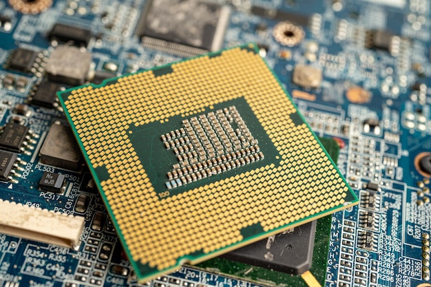 CPU-Zentraleinheit-Chip Chip auf Leiterplatte in der PC- und Laptop-Computertechnik