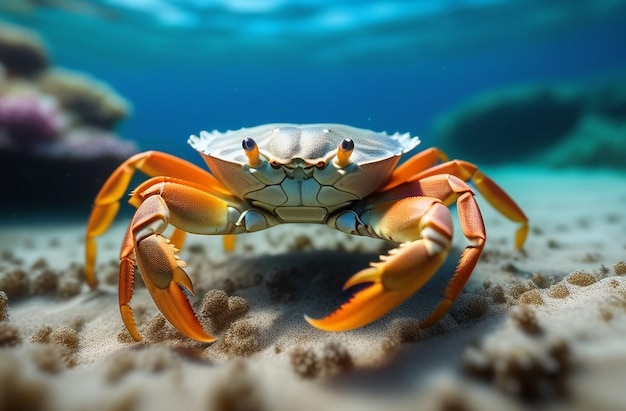 Foto crab em close-up no fundo do oceano