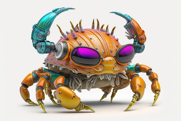 Crab Full Shot Punk Colorido Chromies Generative AI