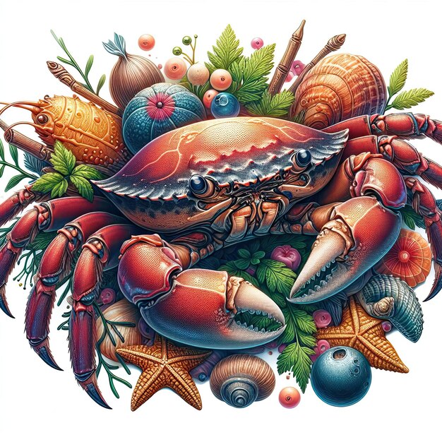 Crab Sea dweller 3D-Stil auf weißem Hintergrund