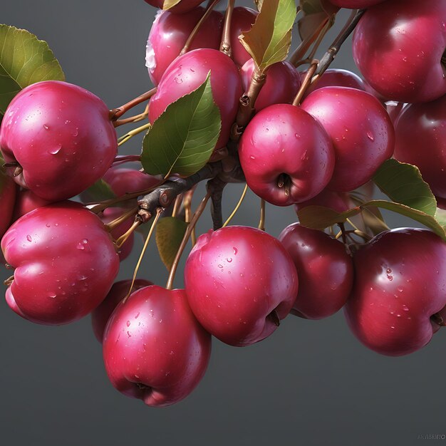 Crabapple Malus spp hyperrealistisch hyper detailliert Nahaufnahme 1