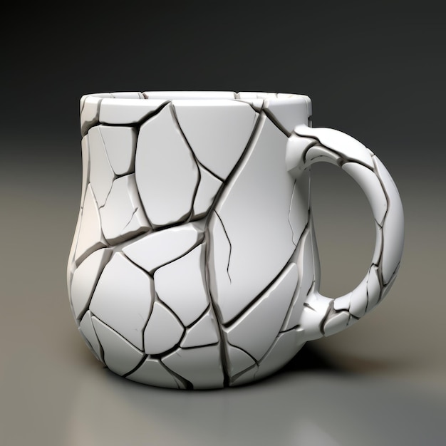 Foto crack mug modelo 3d con sombreado dramático y humor de ingenio seco