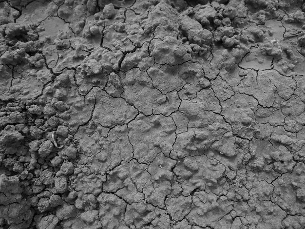 Cracked Earth Top View Risse im schwarzen Boden Trockenheitsproblem