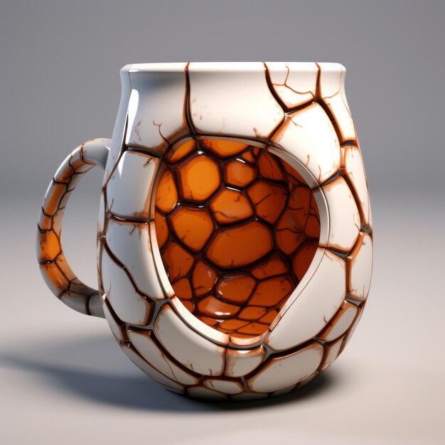 Foto cracked mug ceramic wall modelo 3d motor irreal arte renderizado el diseño de la taza de cerámica agrietada es muy similar al del motor irreal.