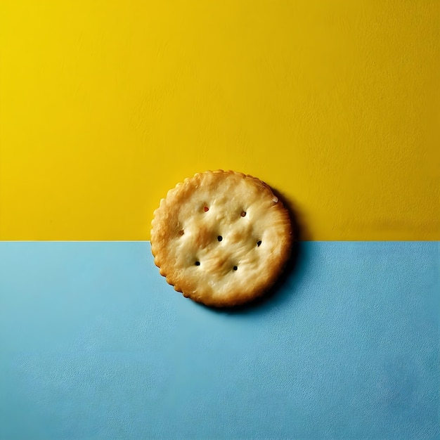 Foto cracker on solid light blue and yellow color background