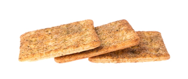 Cracker-Snack-Brot isoliert auf weißem Hintergrund