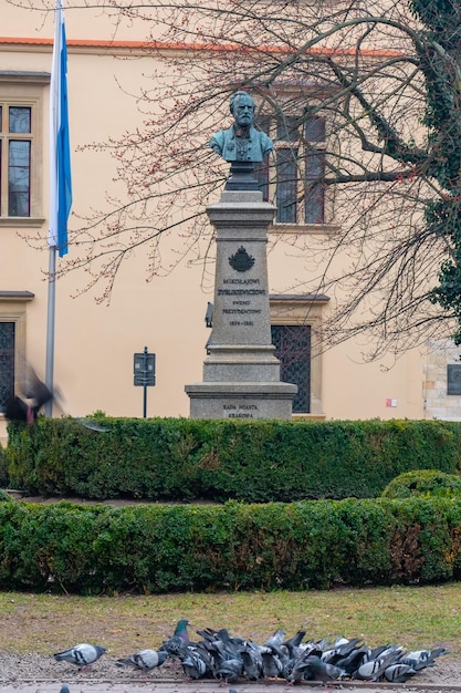 Cracovia Polonia 13 de marzo de 2022 Monumento Conde Mikolaj Ziblikiewicz figura pública polaca y austrohúngara