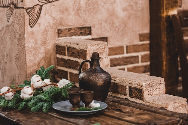 Foto craft alkohol getränk und alte gerichte