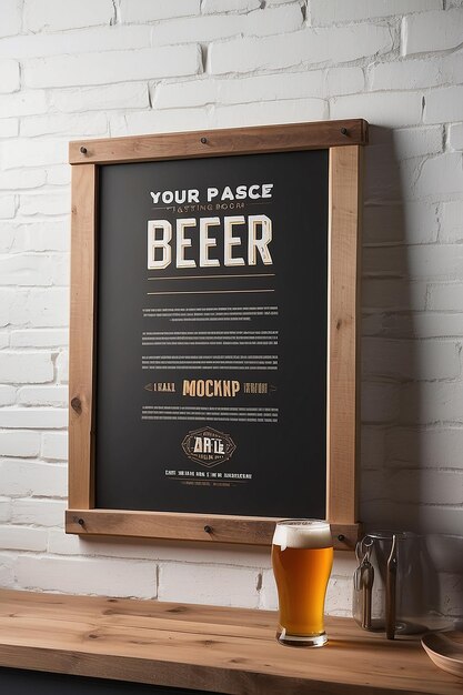 Foto craft beer tasting room sign mockup mit leerem weißem leerraum für die platzierung ihres designscraft beer dining room sign mackup mit leerer weißer leerfläche für die platierung ihres designs