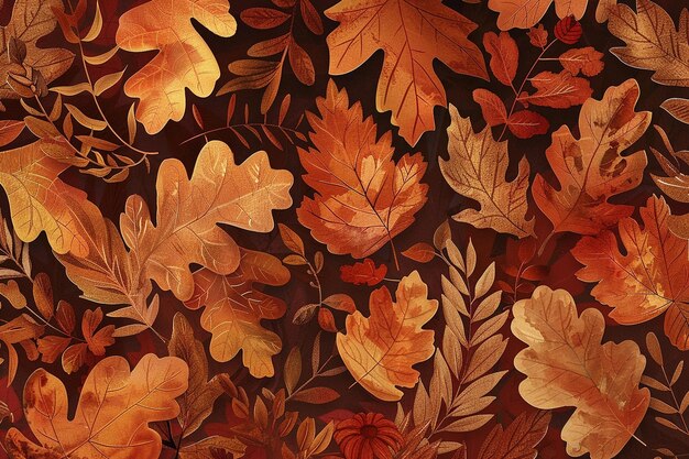 Foto craft um padrão de folhas de outono quente e vnt na sombra generativa ai