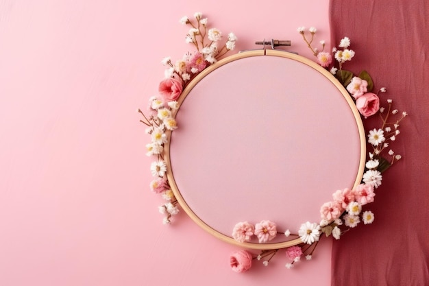 Crafted Elegance Embroidery Hoop Blooms em Blush Tile Canvas