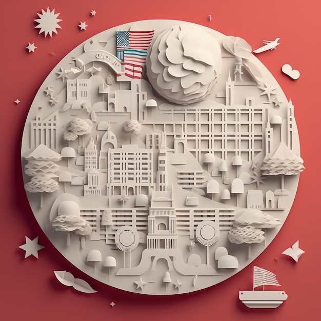 Crafted Independence 3D Paper Cut Kunstwerk zum Gedenken an den 4. Juli