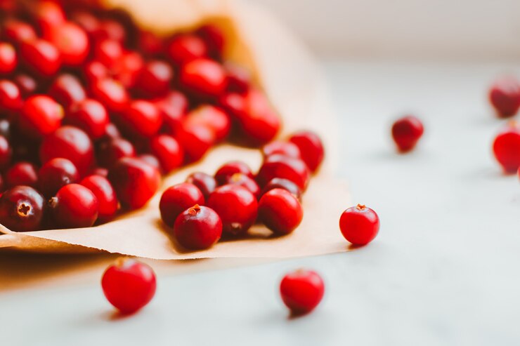 Foto cranberries recém colhidas no pântano. útil baga do norte.