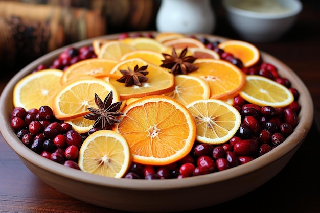 Cranberry e potpourri com cheiro de laranja em uma tigela Fotografia de imagem de Cranberry