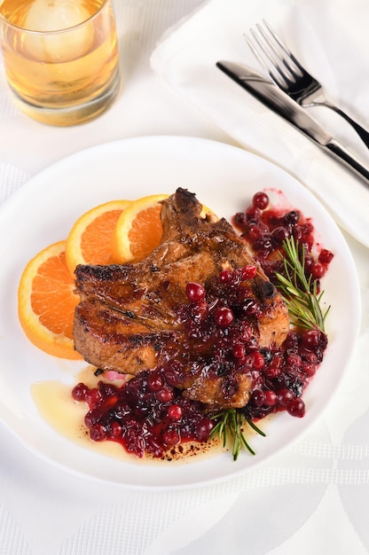 Cranberry-Schweinekoteletts