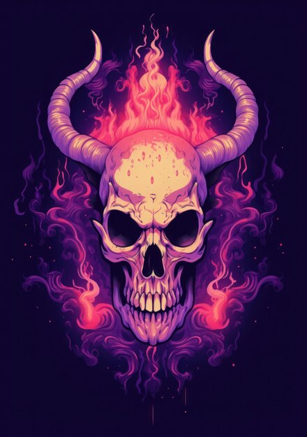 Cráneo de animal en llamas vibrante