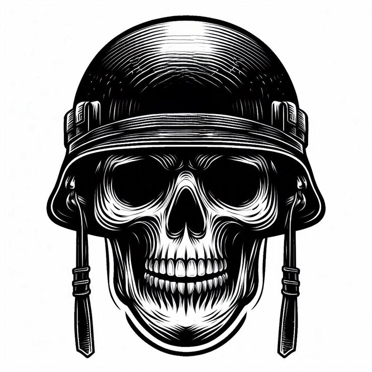 Cráneo con casco de soldado feliz día de Halloween día de los muertos