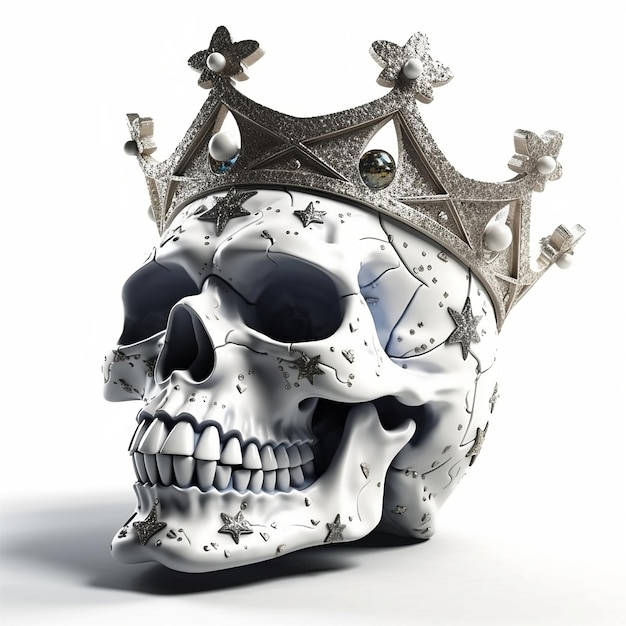 Un cráneo con una corona y la palabra cráneo en él