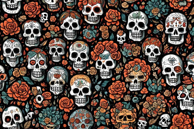 Cráneo de la cultura del Día de los Muertos Da de los Muertos