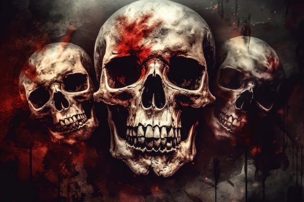 El cráneo de los demonios de la sangre espeluznante de la fiesta del fantasma de la sangre de la sombra del infierno genera Ai