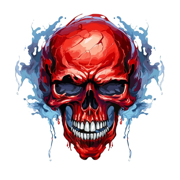 El cráneo del diablo en estilo pop art vectorial