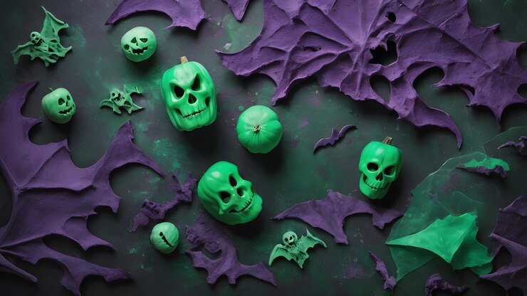 El cráneo fantasmal de Halloween con sombras y vibraciones espeluznantes