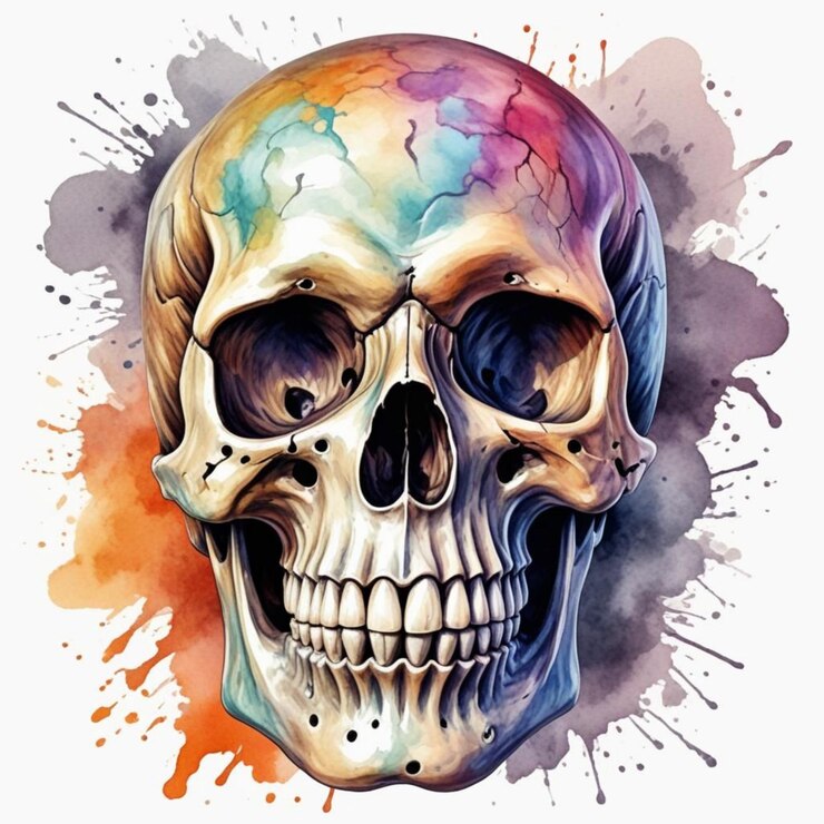 El cráneo de Halloween de color agua