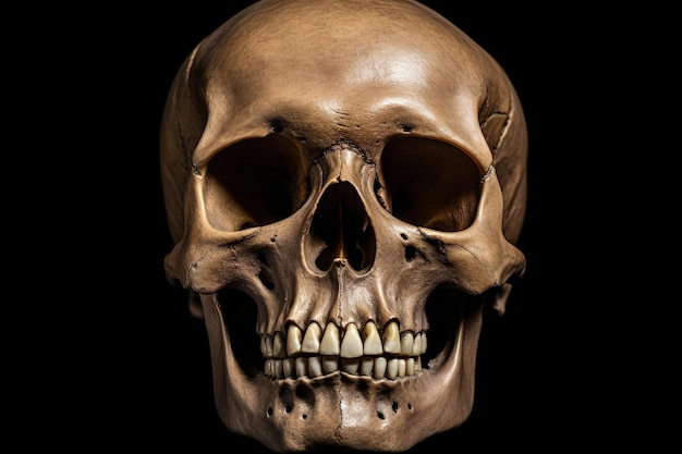 Cráneo humano sobre un fondo negro