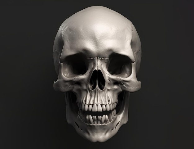 Cráneo humano sobre fondo oscuro IA generativa
