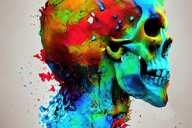 Cráneo en la ilustración abstracta de grunge de pared