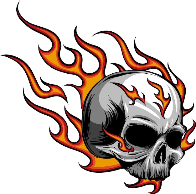 Cráneo en llamas de fuego ilustración vectorial