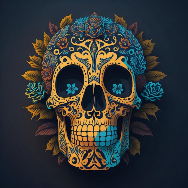 cráneo mexicano del día de los muertos vector HD