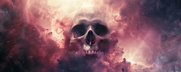 Cráneo en nubes de polvo cósmico
