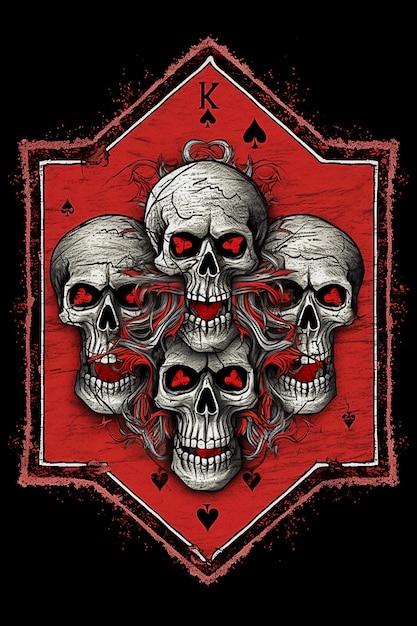 Crânio com cartas em um fundo preto Jogo de pôquer com morte gerada por Ai