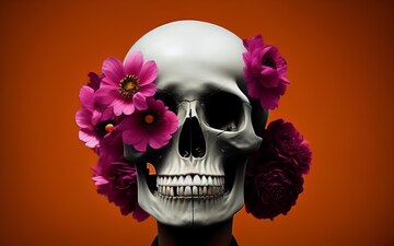 caveira com flores assustadoras criativas para dia de los muertos dia dos  mortos dia das bruxas 12927112 Foto de stock no Vecteezy