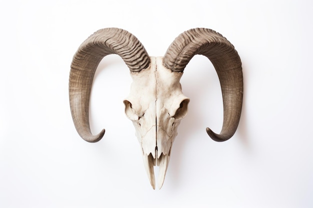 Foto crânio de cabra em fundo branco