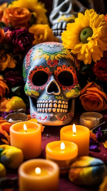 Crânio decorativo do Dia dos Mortos