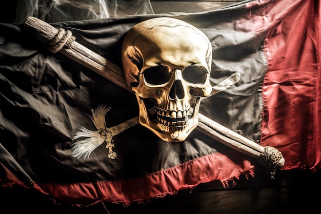 Crânio e ossos cruzados conceito de halloween Jolly Roger Generative AI