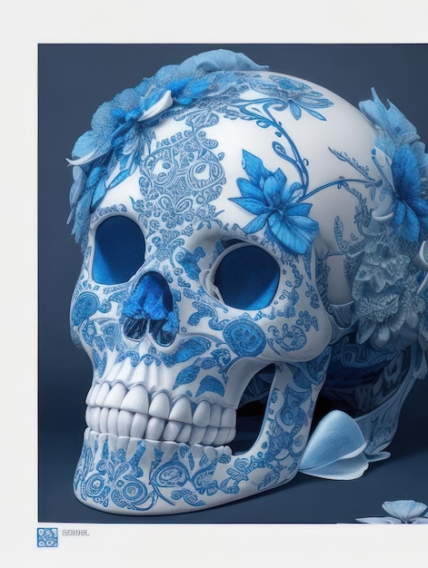 Crânio e pétalas sticker artística com truetolife flora