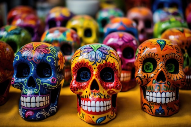 Crânios coloridos feitos à mão à venda