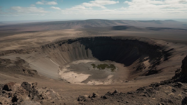 Cráter y reloj en el horizonte