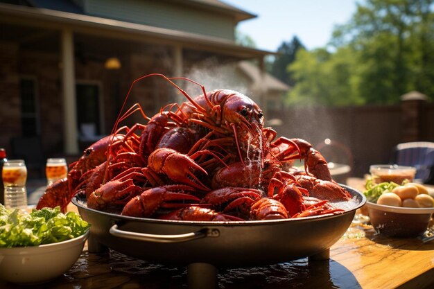 Foto crawfish boil com louisiana vibes crawfish fotografia de imagem