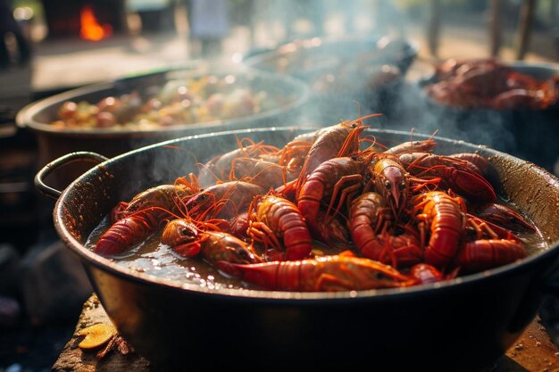 Crawfish Boil com Louisiana Vibes Crawfish fotografia de imagem